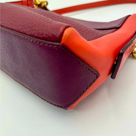 Auth Marc Jacobs Color block Maroon Deep Peach Small Shoulder Bag - Picture 8 of 12